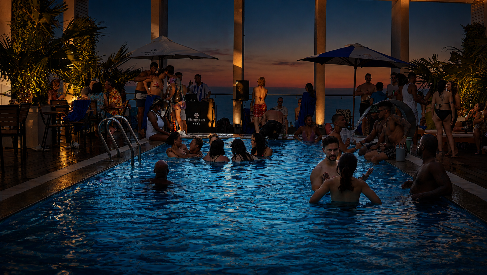 Sunset pool deck